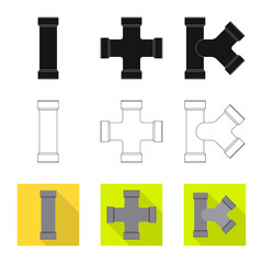Vector design of pipe and tube icon. Collection of pipe and pipeline stock symbol for web.