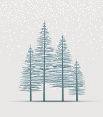 Vector illustration christmas tree. Natural background with silhouette of a trees. Christmas forest
