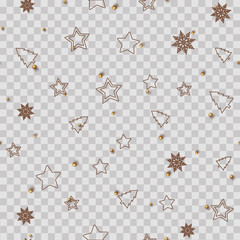 Seamless pattern with Christmas ornaments. Vector