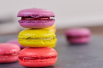 macaroons on a dark table