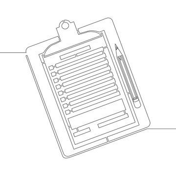 recommend clip art: Continuous line one drawing clipboard with pencil
