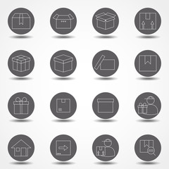 Logistics - line vector icon set. Container, cargo, shipping, delivery, ets. Thin line vector icons for website design and development, app development.