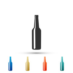 Beer bottle icon isolated on white background. Set elements in colored icons. Flat design. Vector Illustration