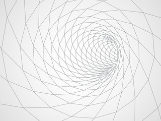 Digital 3d wireframe tunnel. Vector abstract background.