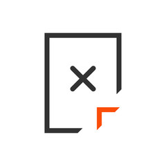 Obraz premium Rejected document icon. Cross on paper, vector illustration isolated on white background.