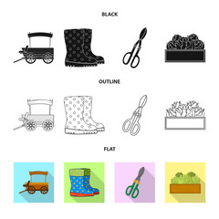 Isolated object of farm and agriculture logo. Set of farm and plant vector icon for stock.