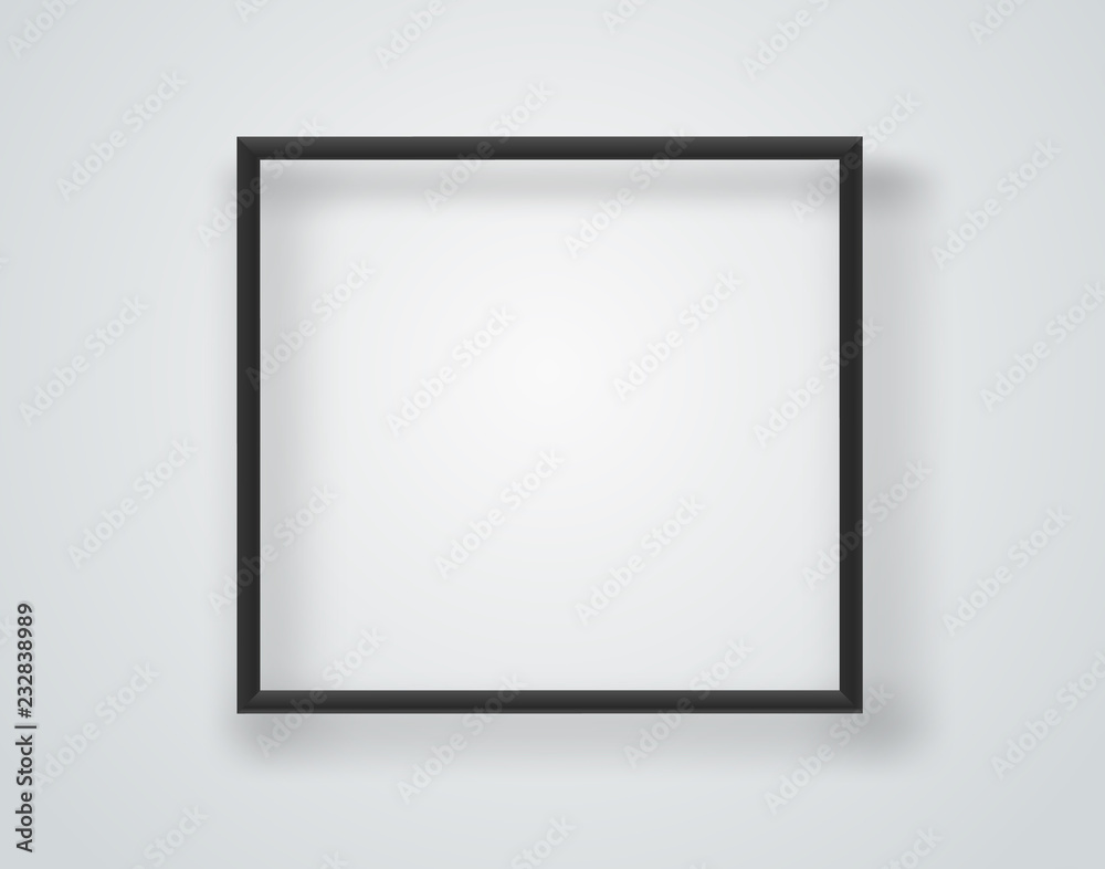 Poster empty black frame on a white wall. vector template