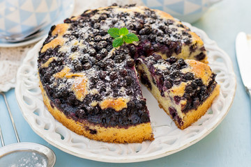 Sweet blueberry butter cake for tea