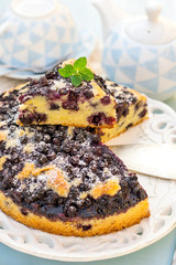 Sweet blueberry butter cake for tea