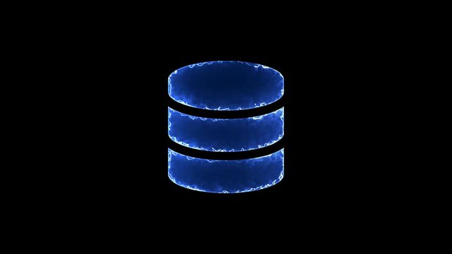 Symbol database. Blue Electric Glow Storm. looped video. Alpha channel black