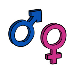 Sign of gender difference. Man and woman. vector 3d