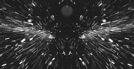 bright sparks on a black background, a black white photo