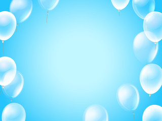 Flying air balloons in a sky. Vector template for any text
