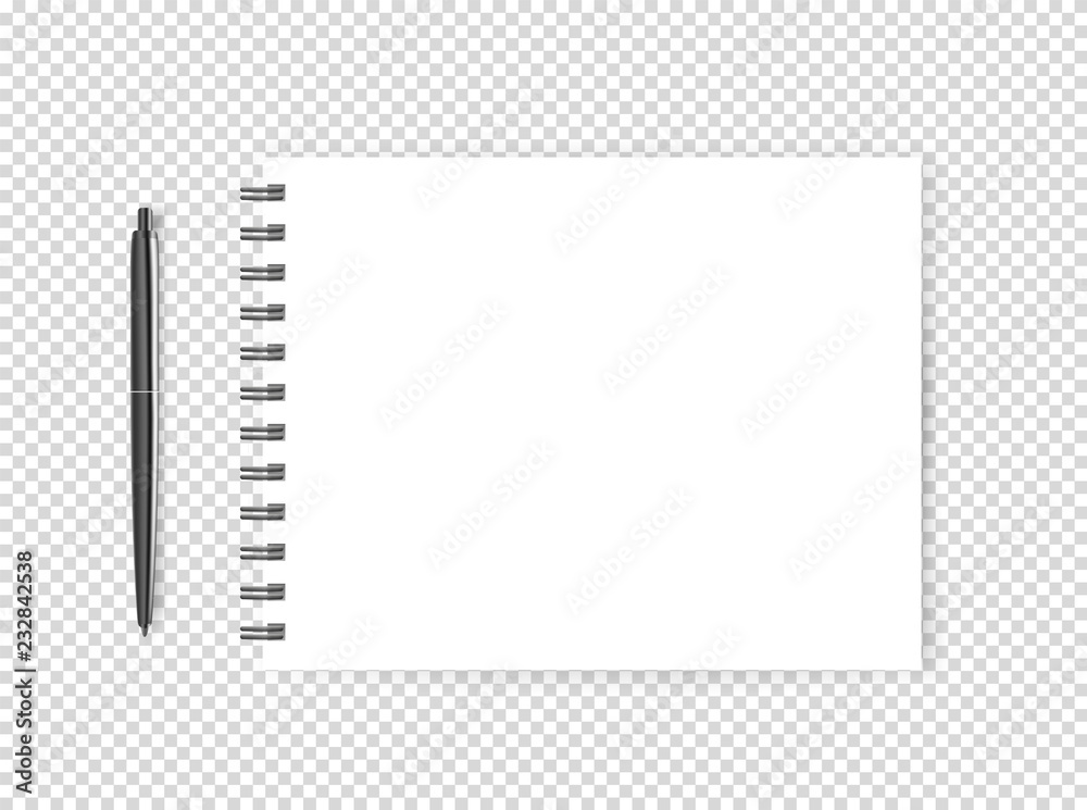 Poster Blank page with a pen illustration. Vector object isolated on transparent background