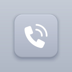 Call, Telephone conversation, gray vector button with white icon