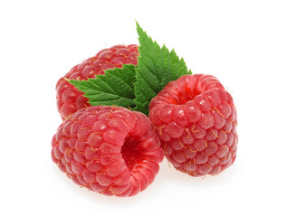 Raspberries isolated on white background