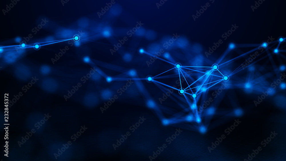 Aufkleber Network connection dots and lines. Technology background. Plexus. Big data background. 3d rendering.