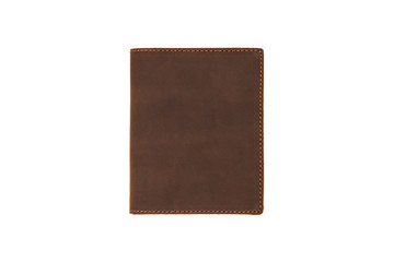brown leather wallet isolated on white