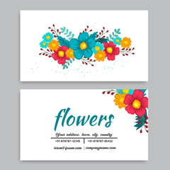 business card template set with colorful flowers