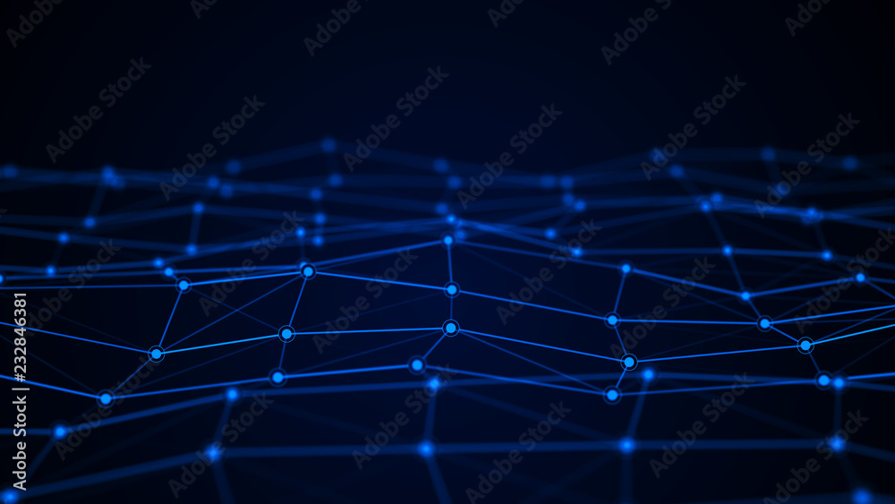 Aufkleber Network connection dots and lines. Technology background. Plexus. Big data background. 3d rendering.