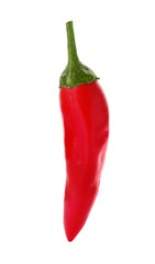 Red hot chili pepper on white background