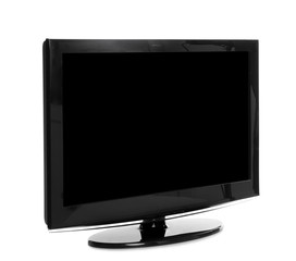 Modern plasma TV on white background. Space for design