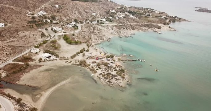 Aerial view of paros beach in Greece