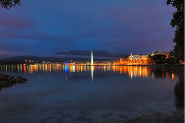 Geneva Lakefront by Night