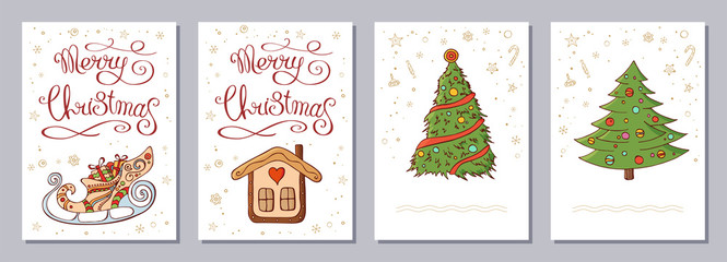 Christmas greeting card or invitation set A6 size.