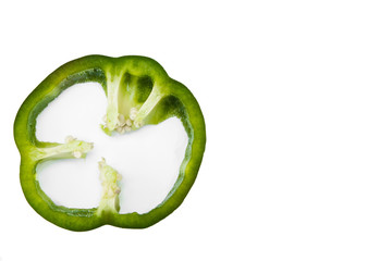 top view isolated on white background green pepper slice