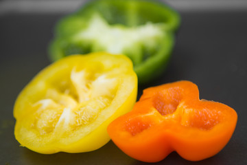 bright ripe colorful pepper slices