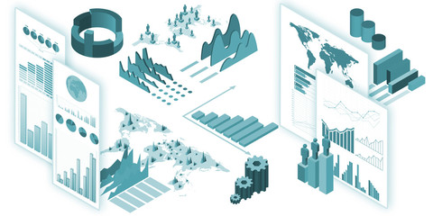 Obraz premium Various charts and graphs - 3d rendering