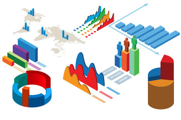 Fototapeta premium Various charts and graphs - 3d rendering