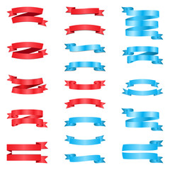 Set of red and blue ribbons