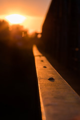 Alte Ostfriesenbr&uuml;cke bei Leer im Sonnenuntergang