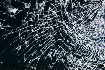 Top view of broken glass closeup broken glass texture on black background