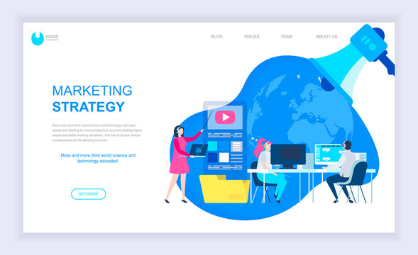 Modern flat design concept of Marketing Strategy with decorated small people character for website and mobile website development. UI and UX design. Landing page template. Vector illustration.
