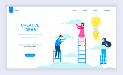 Modern flat design concept of Creative Idea with decorated small people character for website and mobile website development. UI and UX design. Landing page template. Vector illustration.