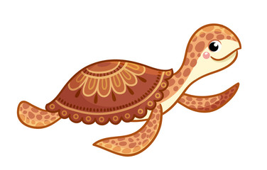 Sea turtle on a white background. Vector illustration