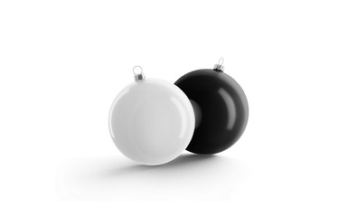 Blank black and white christmas ball mockup set,