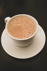 Tea in a white cup an indian special drink