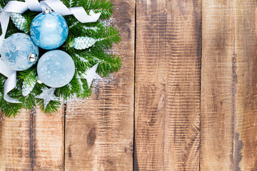 Obraz na płótnie Canvas Christmas greeting card wooden background.