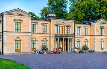 Fototapeta na wymiar Rosendal Palace in Stockholm Sweden, is a royal residence built between 1823 and 1827 for King Karl XIV Johan, the first Bernadotte King of Sweden. 