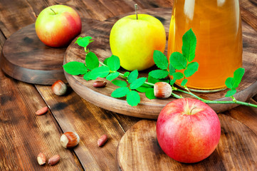 Apple on wooden table