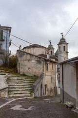 Fototapeta na wymiar Between the streets of the small village Castel di Sangro, Abruzzo, Italy. October 13, 2017