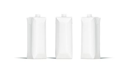 Blank white prisma juice pack with lid mockup set - obrazy, fototapety, plakaty