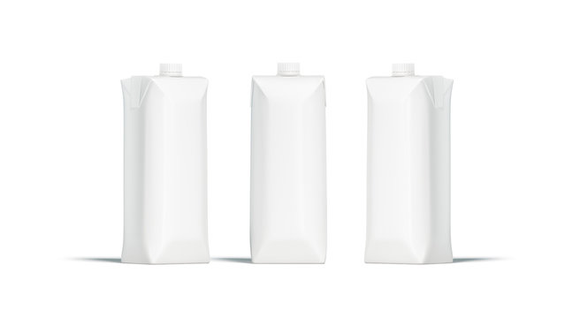 Blank white prisma juice pack with lid mockup set