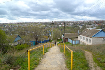 View of the area of private low building. Elista, Kalmykia