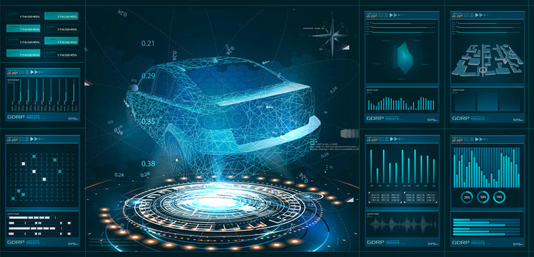 	 Futuristic user interface. HUD UI. Abstract virtual graphic touch user interface. Car service in the style of HUD. Virtual graphical interface Ui HUD Autoscann. Vector