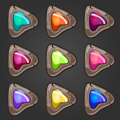 Set of stone pointers with inlaid gems